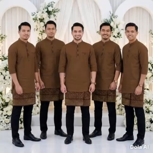 Mens traditional kurta Formal attire for events Wedding and Prayers 3/4 Sleeves Band Collar Viral Design