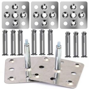 4Set Stainless Steel Tile Hangers White Wall Mounted Fix Handware Anti-drop Point Hangers Expansion Screws Use with Marble Glue