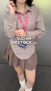 kemeja WISPIE GIRL Blous/MURAH/Atasan Wanita Korean Style 2025/Kemeja Salur Slim Body/Kemeja Tali Belakang/Murah/korean style