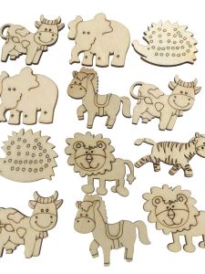 Colorful Cartoon Animal Wooden Pieces DIY Crafts for Children Decorative Accessories Educational Tools Kindergarten Supplies