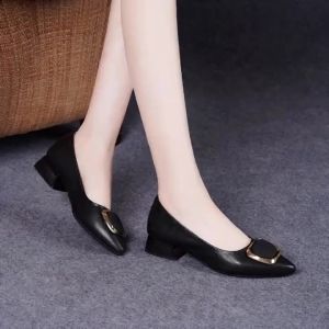 Giày Cao Gót Nữ Mũi Nhọn Thanh Lịch Đế Mềm Gót Dày Thời Trang Mùa Xuân Thu Thích Hợp Đi Làm