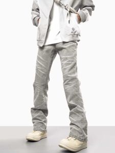 กางเกงยีนส์ทรงตรงสไตล์อเมริกันสำหรับผู้ชายและผู้หญิง ทรงสูง ทรงเรียบง่าย สไตล์สตรีท กางเกงยีนส์ทรงตรง CleanFit แบรนด์แฟชั่น