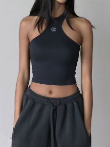 Street Style Badblood Neck Strap Womens Retro Spicy Girl Shoulder Digging Bone Exposure Work Number Tank Top Summer Slim Sleeveless Top