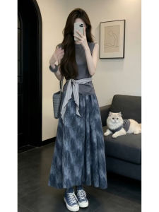 SUSIEYUAN | Summer Dress Set Sleeveless Waistband Tie-Dye
