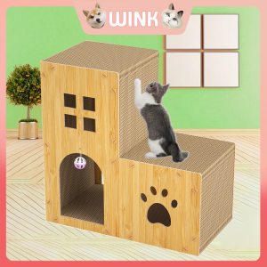 Cat House Wooden Cat Luxury House With Cat Scratch Board Modular Wooden Bed For Cats Kitten Rest Room Catnest