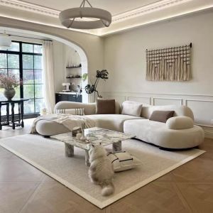 New Large Corner Sofa Designer Arc Module Combination Wabi Sabi Style Flat Villa High End Sofa Comfortable Home Furniture