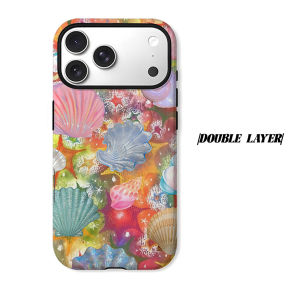 Colorful Seashell Collage Phone Case for iPhone 18 17 16 15 14 13 12 11 Air Pro Max Plus Double-layer Cover