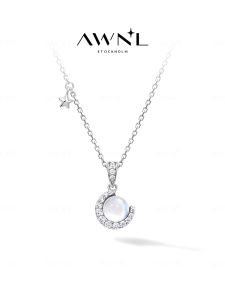 Aurora Blue Snowball Moonstone Necklace