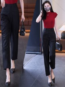Spring Autumn Womens Fashion Harlan Pants Drapey Loose High Waist Wide Leg Casual Trousers Asymmetric Commute Style