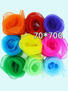 Kids Silk Scarf Kindergarten Performance Small Gauze Kerchief Adult Dance Grading Transparent Musical Instrument Teaching Props Candy Color Square Scarf