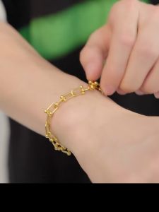 24K Saudi Gold Nasasangla pawnable 100% Original horseshoe U-shaped bracelet for women gift