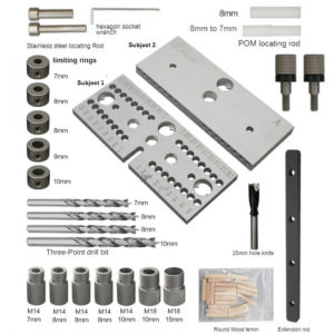 Wnew | 3-in-1 Adjustable Woodworking Doweling Jig Kit Rilling Guide Tenon Punch Locator Furniture Connection Hole Positioning Tool