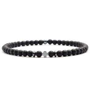 4mm Tự Nhiên Dung Nham Đá Howlite Chữ Thập Đính Hạt Vòng Tay Dành Cho Nam Cổ Bùa Hộ Mệnh Trang Sức Pulseira Homme Trang Phục Phụ Kiện