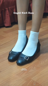 MICHAELA Black Buckled Pumps All-Day Comfort 4.5 CM Block Heels for Work Office Business MSH67054 2W