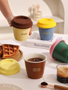 Internet Celebrity Coffee Cup Portable Satchel Small Carry-on Cup Ceramic Cup with Lid Office Dedicated Breakfast Cup Water Cup