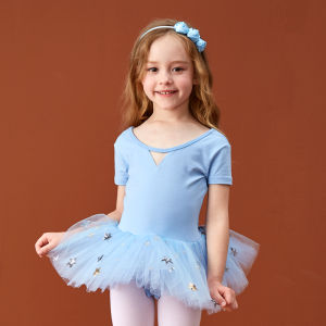 Childrens Ballet Dance Skirt Long Sleeve Practice Suit Girls Performance Clothes Ballet Exam Grade Costume Pumpkin Sprite