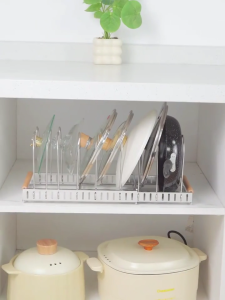 GSlife สแตนเลส 304 ชั้นวางหม้อ ชั้นวางฝาหม้อ ชั้นเก็บของในครัว แบบยืดหดได้ ปรับความกว้างได้ Pot Lid Rack ชั้นวางของ