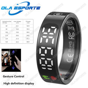 Smart Ring with Display Screen Gesture Swipe Tiktok Video Health Monitoring IP68 & 5ATM Waterproof Smartring For Men Women Rings