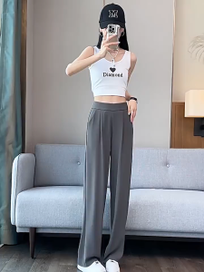 Womens High-Waisted Drape Suit Pants for Outdoor Sports UV Protection Slimming Wide-Leg Pants