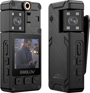 New Arrival BOBLOV A24 1296P Body Worn Camera 180° Rotate Side Lens Video Camera Built-in 2000mAh Battery for 8 Hrs Video Recording 1.54" Display for View Camcorder for Delivery Job Daily Recording