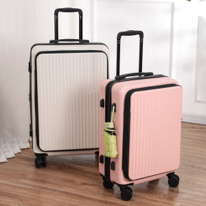 22-Inch Expandable Luggage Suitcase Womens PC Material Check-In Bag Wheel Spinner Large Capacity Side Opening Silent