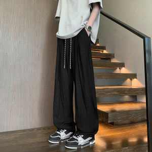 Quần Dài Nam Vải Lanh Mùa Hè Ống Đứng Rộng Rãi Thoáng Khí Quần Dài Ống Rộng Phong Cách Mỹ Giản Dị Giản Dị