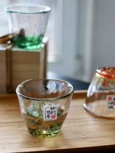 Handmade Colorful Japanese Sake Glass Cup 150ML Ins Famous Rock Kerosene Crystal Glass Drinking Water Cup Retro Style