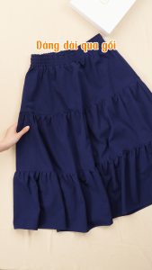 Chân váy thiết kế trẻ trung thời trang với chất liệu Đũi mộc gân nhẹ mềm mại CV4L1141 Thương hiệu Thiều Hoa