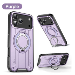 Magnetic Armor Kickstand Phone Case For iPhone 17 Pro 14 15 Plus 16 13 11 12 Pro Max 16e Air 360° Ring Bracket Shockproof Cover