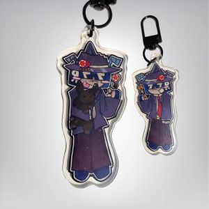 Bandai | Forsaken RBL Chance Acrylic Keychain Chibi Purple Suit Figure Pendant Black Metal Hook Bag Charm for Backpack Keys
