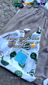 Paket Komplit Perlengkapan Baju Bayi Baru Lahir /Newborn SNI Motif Balon Mix Sage Promo 8.8