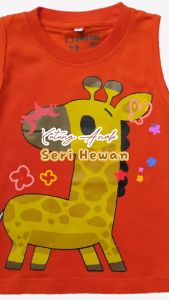 Kaos Kutung / Singlet Anak Seri Hewan Binatang Lucu Bahan Katun untuk Anak Usia 1-6 Tahun dan Balita