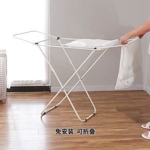 DDNN【จัดส่งฟรี】โครงตากแห้งพับได้ปูพื้นราวตากระเบียงรูปตัว X ราวตากการติดตั้งในร่มและกลางแจ้งโดยไม่ต้องติดตั้งที่แขวนเก็บของผ้านวมแห้ง