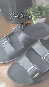 Sandal Pria Dewasa Nukus Kulit Sapi Gesper Hitam - Nk 04