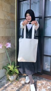 (BISA COD) Tote bag Polos Grosir Kanvas Tebal Premium Serat Twill Penutup resleting