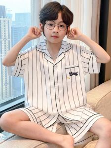 QIANSHUIMILU | Lightweight Ice Silk Boys Summer Pajama Set