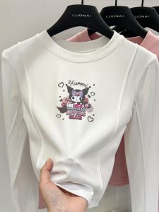 Áo Thun Dài Tay Ấm Áp Thời Trang Thu Đông Mới Cho Bé Gái Áo Thun Dài Tay Không Đều Bên Trong Và Ngoài Áo Thun Cổ Tròn Cho Trẻ Em