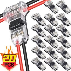 1-20Pcs T Tap Wire Connectors No Stripping Quick Terminal Low Voltage 2 Pins Wire Connectors Auto Plug Electrical Accessories