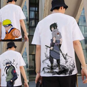 Naruto T-shirt Mens Summer Anime Peripheral One Piece Luffy Loose Student Short Sleeve Tops Autumn Custom Clothes
