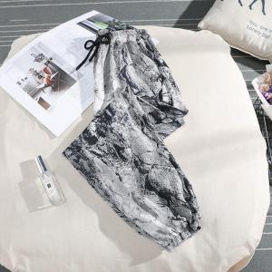 YILU | Ice Silk Watercolor Print Snow Silk Lantern Pants Anti-Mosquito Wide Leg Tapered Pants