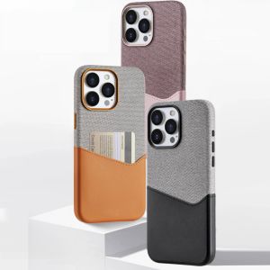Ban đầu cao cấp finewoven da Trường hợp với Magsafe cho Iphone 12 13 14 15 Pro Max cộng với với đồ đựng thẻ