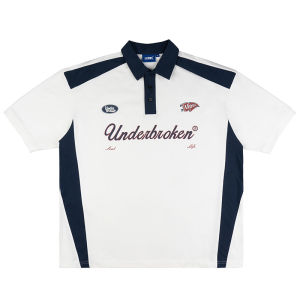 Underbroken Retro Patchwork College Style Color Block Short Sleeve Polo Shirt Pure ผ้าฝ้าย T-Shirt Youth ฤดูร้อน ลำลอง หลวม Fit