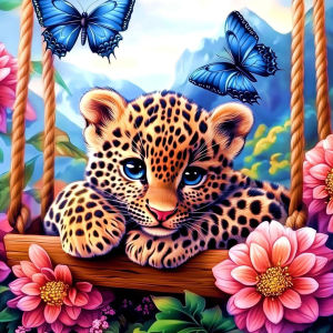 Huacan New Arrivals 2025 Diamond Painting Leopard Bytterfly Diamond Mosaic Animal Flower Complete Kit Gift