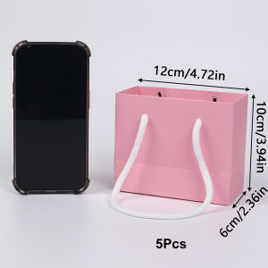 5/10/20Pcs Mini Gift Bags with Handles Pink White Paper Bags for Business Wedding Birthday Party Shopping Bags