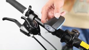 Bicycle Front Horn Light Super Bright USB Rechargeable Waterproof Cycling LED Headlight Taillight Safety Head Rear Tail Night Bright Bike Scooter Lights with Loud Sound Speaker Siren 3 Lighting Modes 5 Sound Types 250 Lumens 120dB