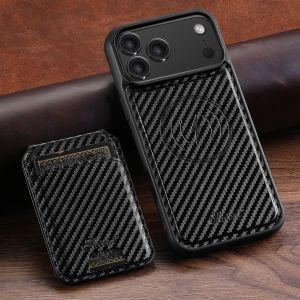 Ốp Điện Thoại Ví Da Giả Sợi Carbon Cho iPhone 18/17/16/15/14/13 Pro Max Với Ngăn Đựng Thẻ Từ Tháo Rời Chống Sốc Bảo Vệ Hai Lớp