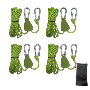 4pcs กันสาดลมเชือก 8 นิ้วปรับเชือกแขวนสําหรับ Camping เต็นท์ Grow Plant รอกเชือกรอกยกรอก Hook
