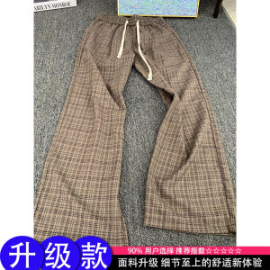 Quần Ống Đứng Kẻ Caro Mỏng Mùa Hè Cho Nam Phong Cách Cổ Điển Rộng Rãi Quần Dài Thường Ngày Thoáng Khí Co Giãn Quần Ống Rộng