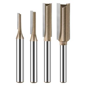 6mm Shank CNC thẳng bit cắt phẳng đơn rãnh xoắn kép mũi dao cacbua vonfram dao phay dụng cụ nghề mộc