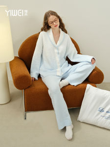 Yolo Home Clothes Coral Velvet Half Velvet Long Sleeve Womens Winter Thermal Outerwear Suitable for Sleeping And Daily Wear